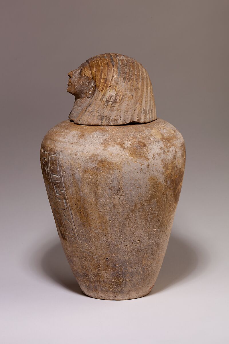 Canopic Jar of Ruiu, Pottery, Marl B, paint