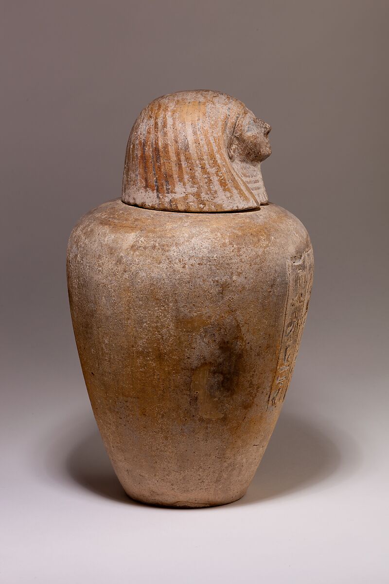 Canopic Jar of Ruiu, Pottery, Marl B, paint