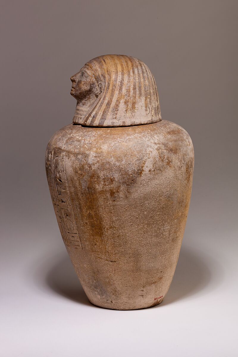 Canopic Jar of Ruiu, Pottery, Marl B, paint