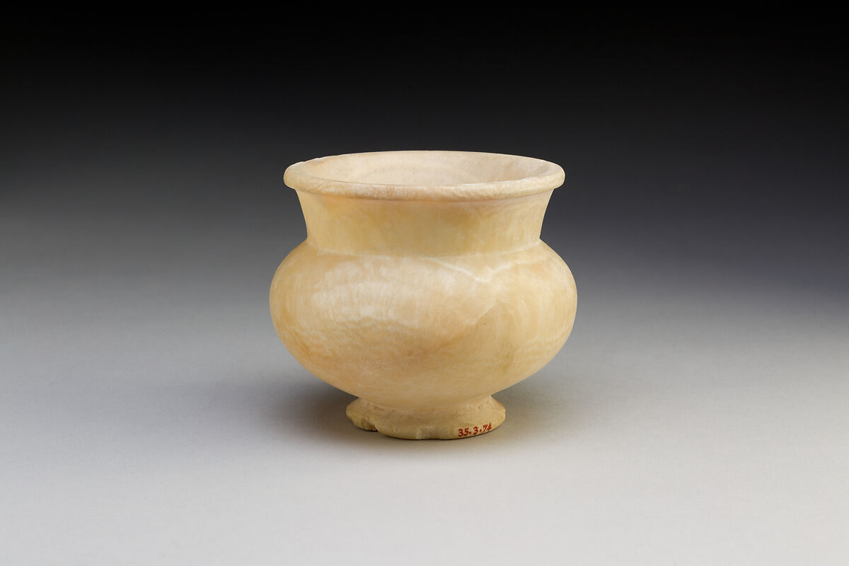 Open-Mouthed Cosmetic Jar of Rennefer, Travertine (Egyptian alabaster) 