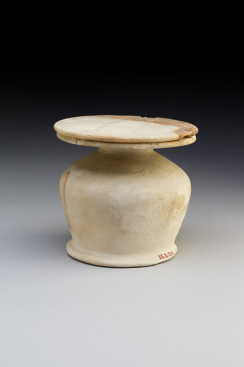 Kohl Jar of Rennefer, Travertine (Egyptian alabaster) 