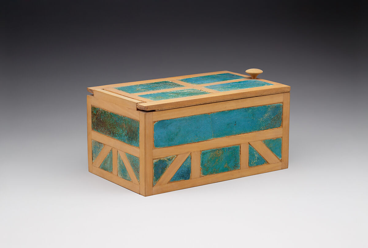 Jewelry Box, Faience inlay, modern wood