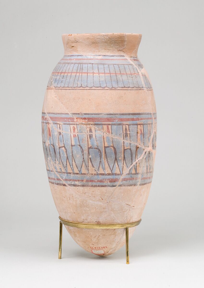 Blue-painted Jar from Malqata, pottery (red), slip, paint 