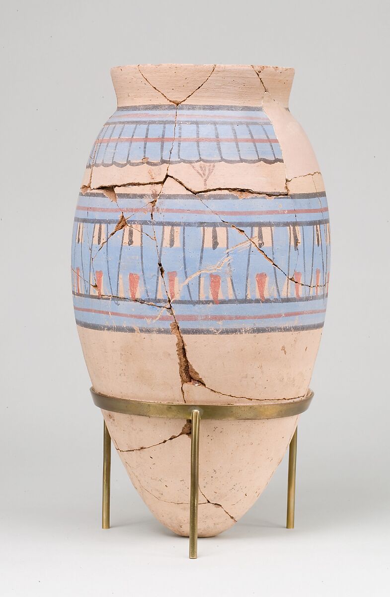 Blue-painted Jar from Malqata, pottery (red) , slip, paint