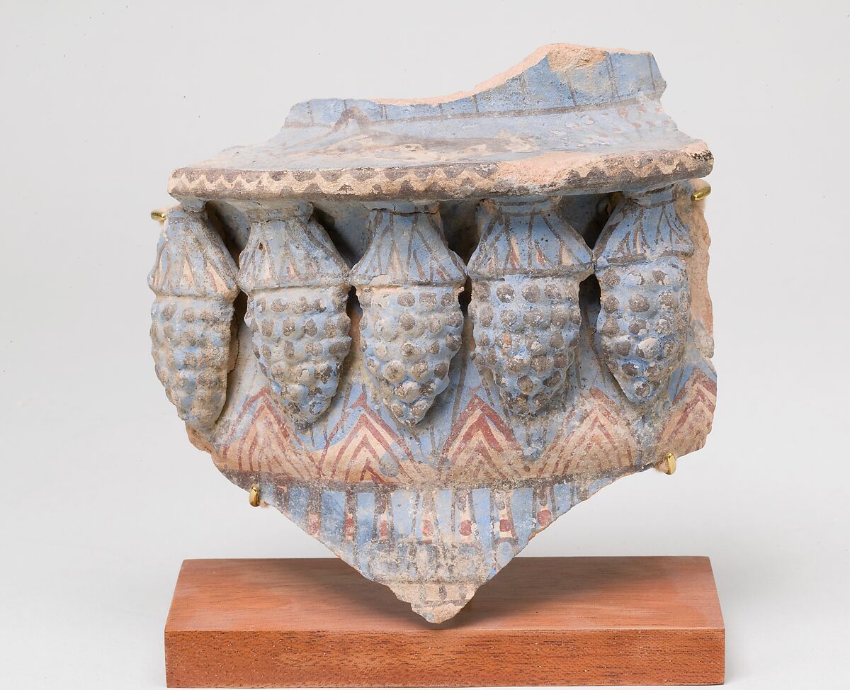 Blue-Painted Jar Fragment With Molded Decoration from Malqata, pottery, slip, paint 