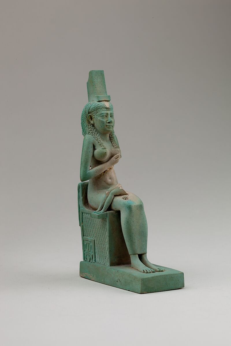 Statuette of Isis and Horus, Blue faience 