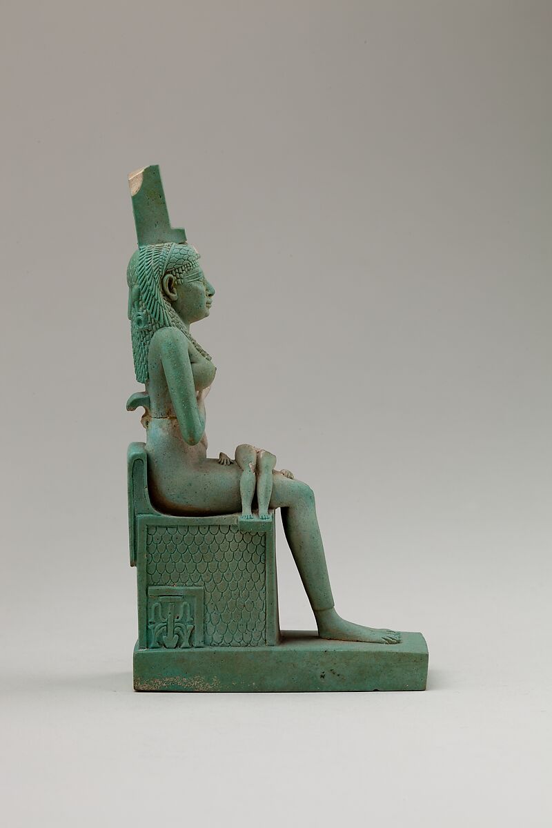 Statuette of Isis and Horus, Blue faience