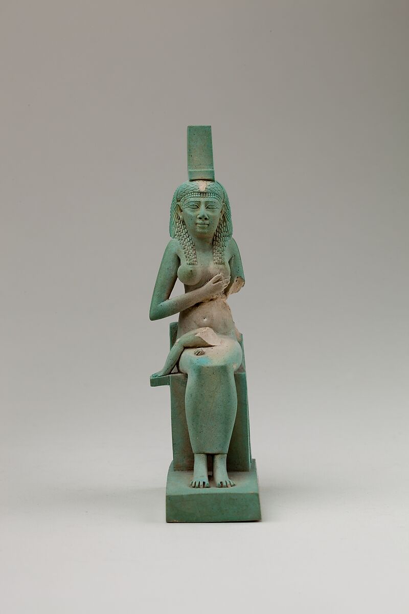 Statuette of Isis and Horus, Blue faience