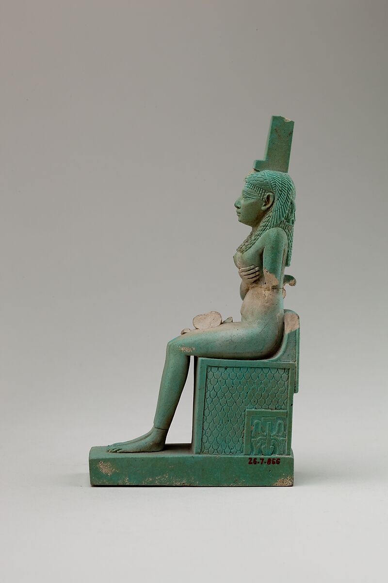 Statuette of Isis and Horus, Blue faience