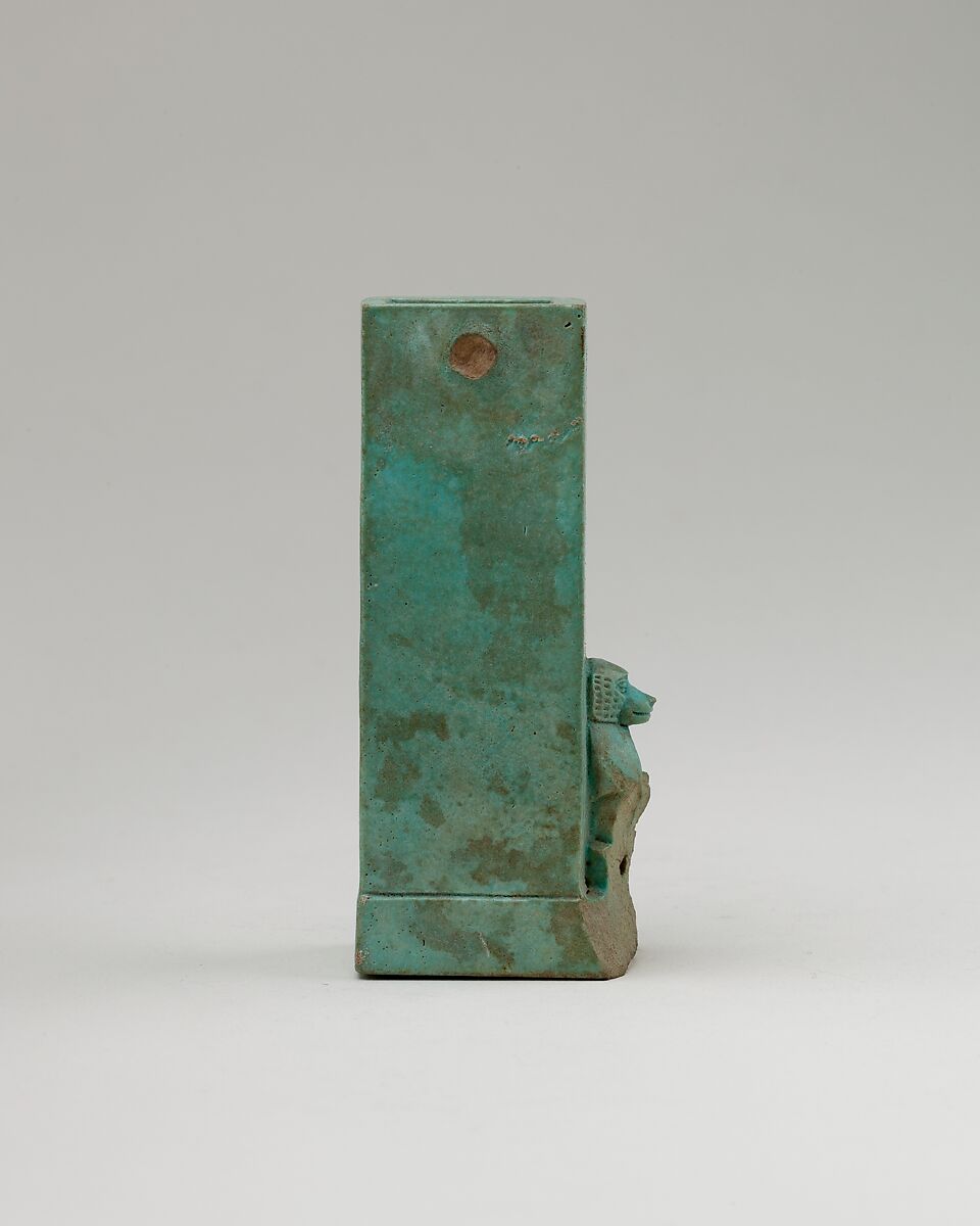 Clepsydra or water clock with squatting babooon, Faience