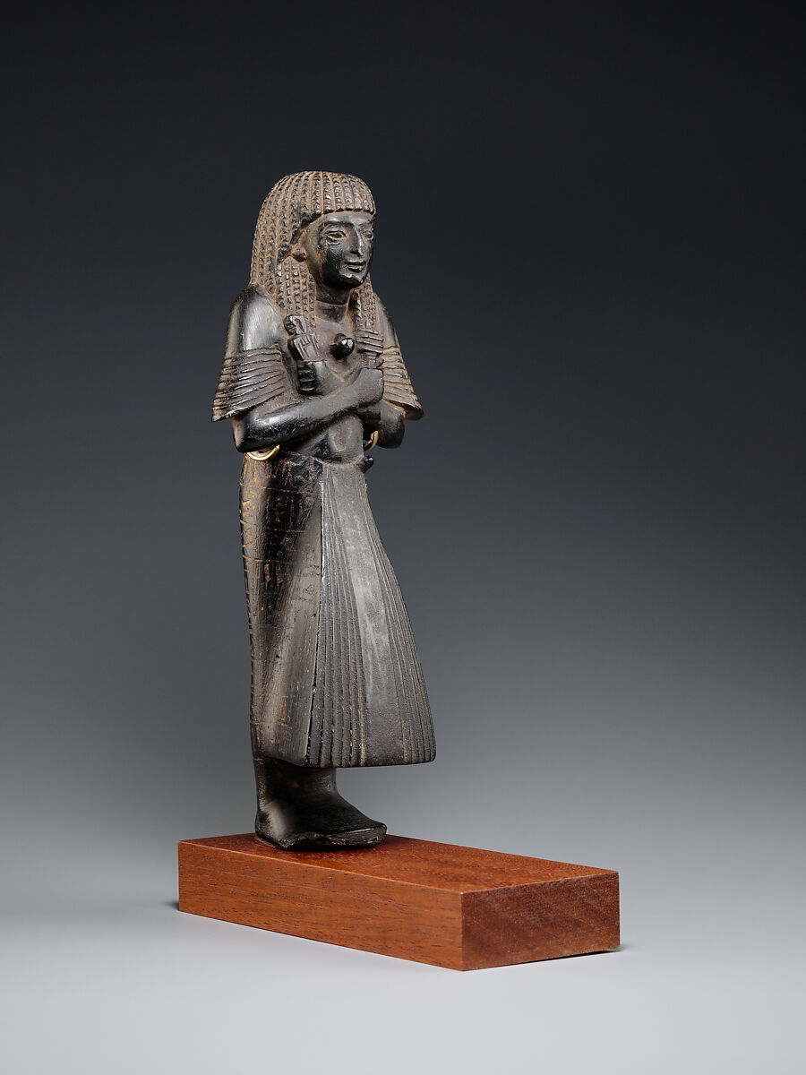 Shabti of Meryre with a ba-bird on his breast, Serpentinite