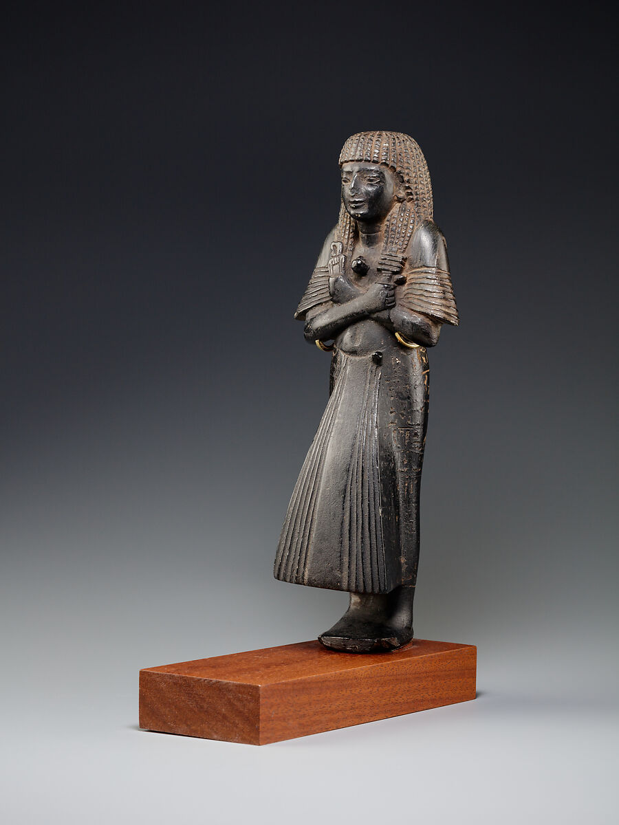 Shabti of Meryre with a ba-bird on his breast, Serpentinite