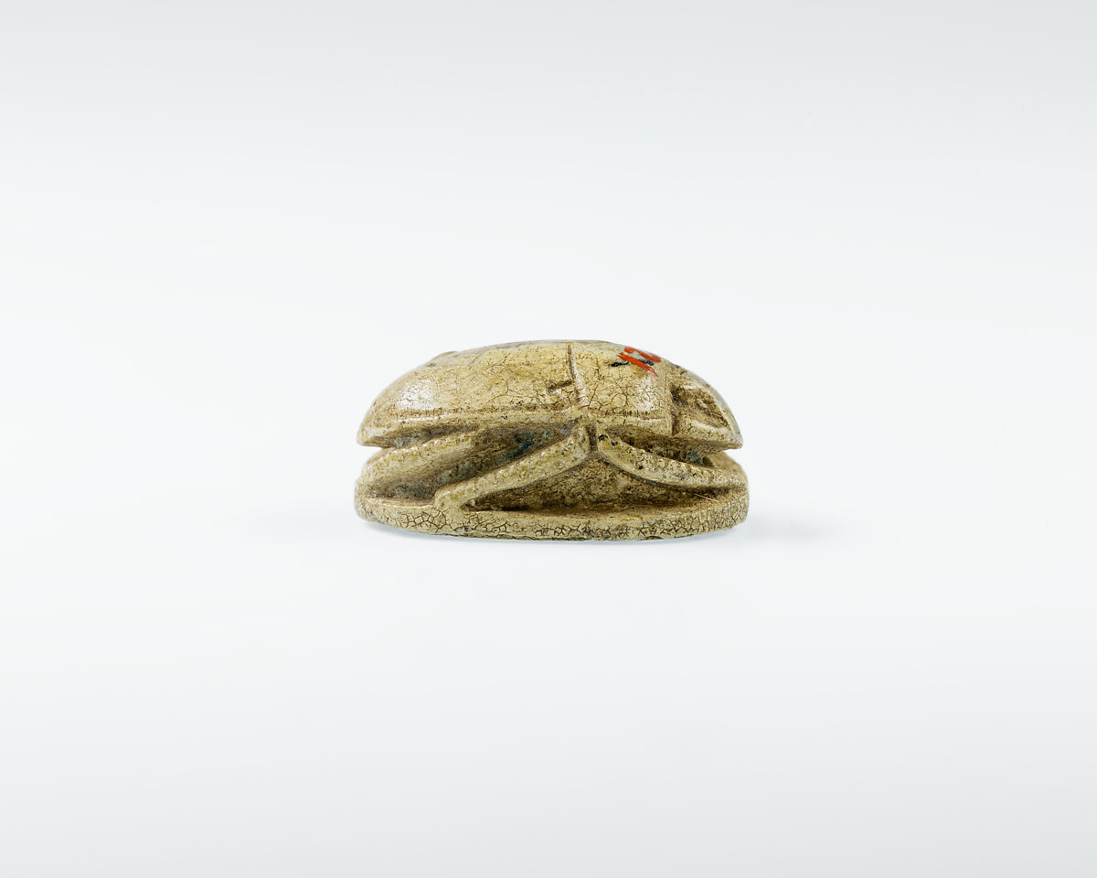 Scarab Depicting Ramesses II Smiting a Captive Before the God Ptah, Glazed steatite