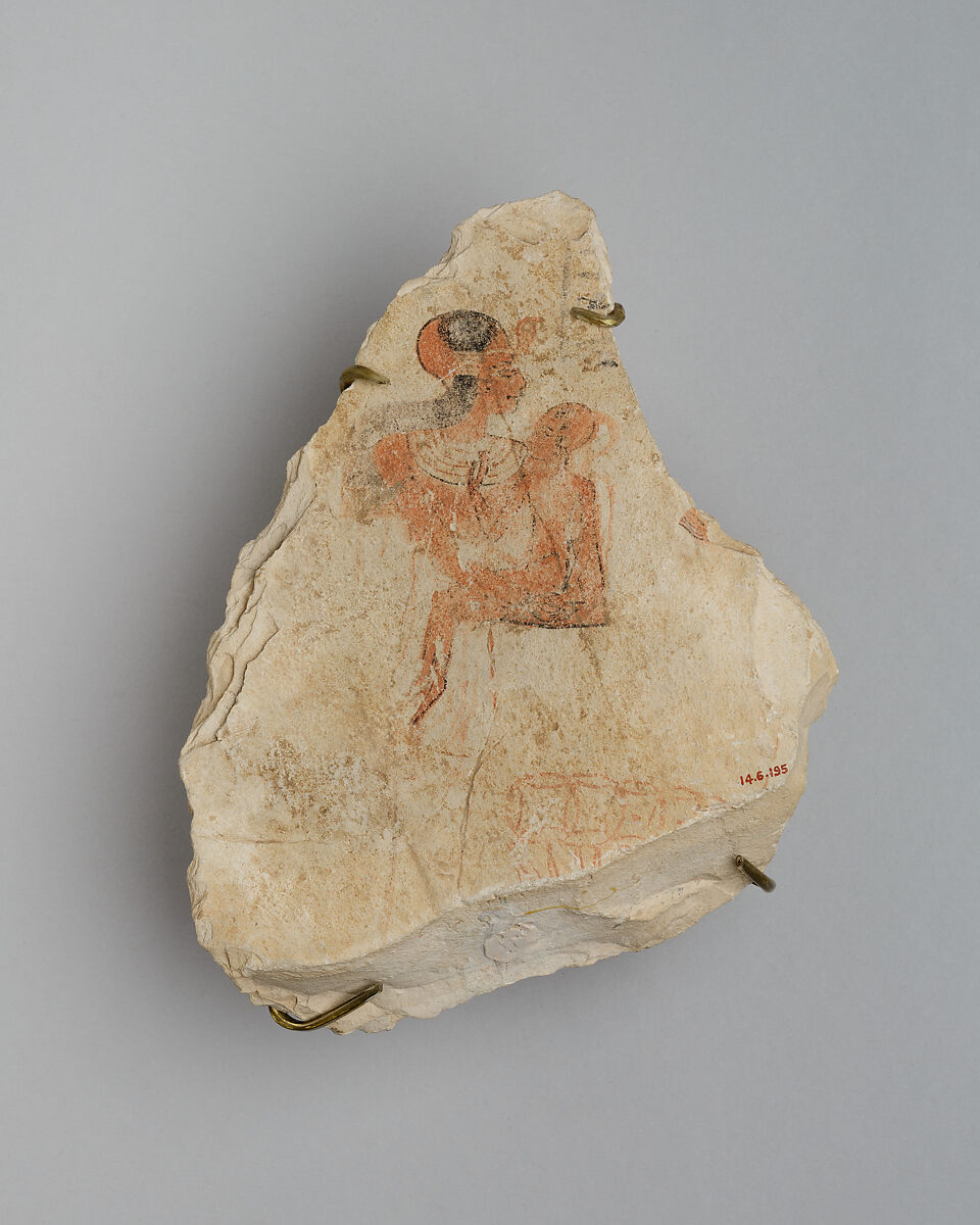 Ostracon, Limestone, paint 