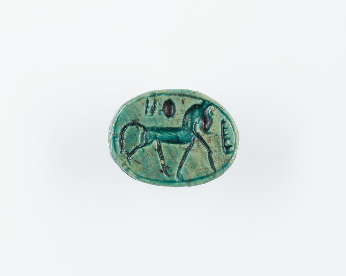 Hedgehog Seal with device of a horse, Steatite, green glaze