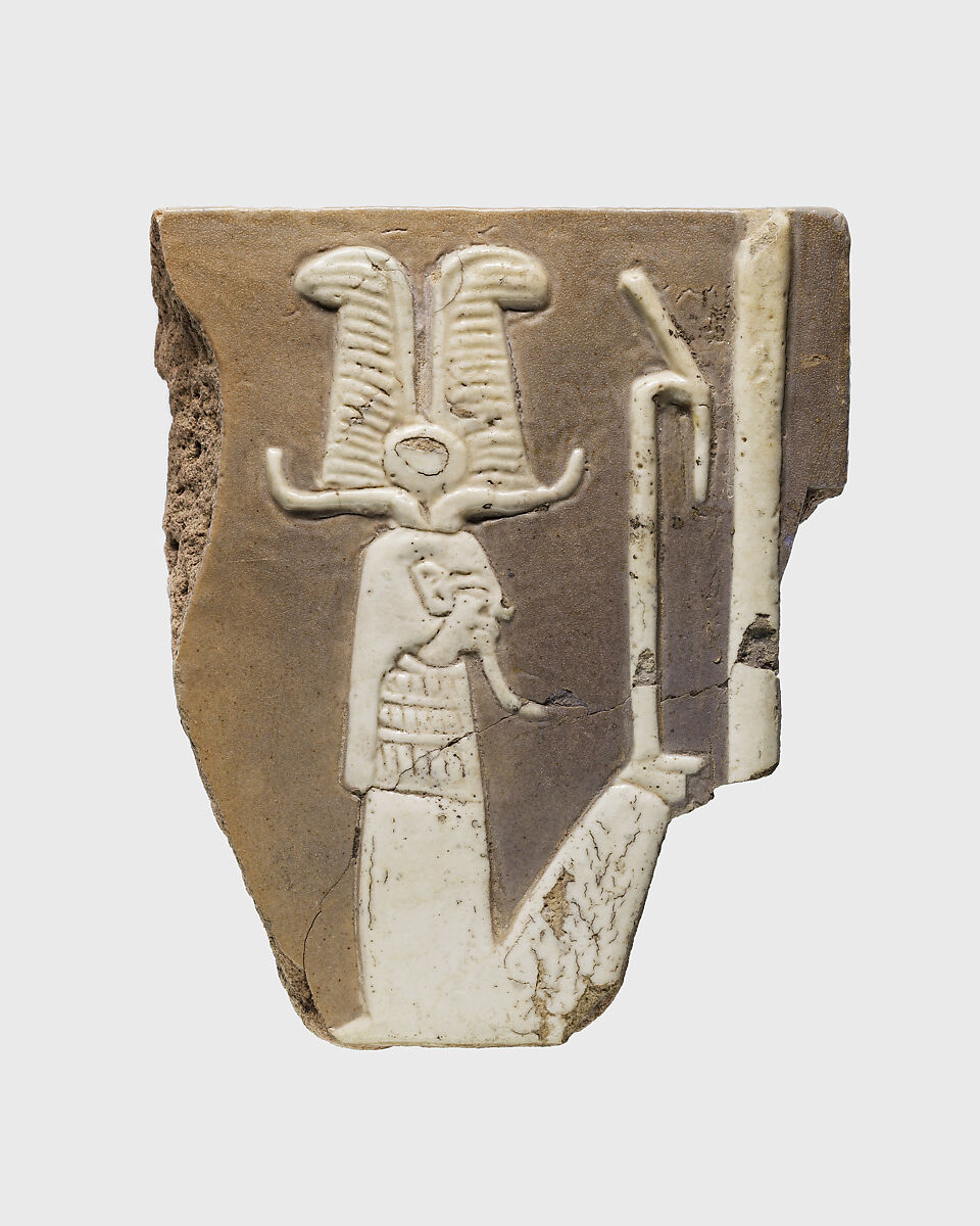 Tile with seated Tatenen (or Ptah-Tatenen), Faience