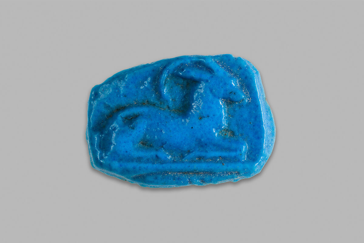 Plaque Bearing the Image of an Ibex, Faience 