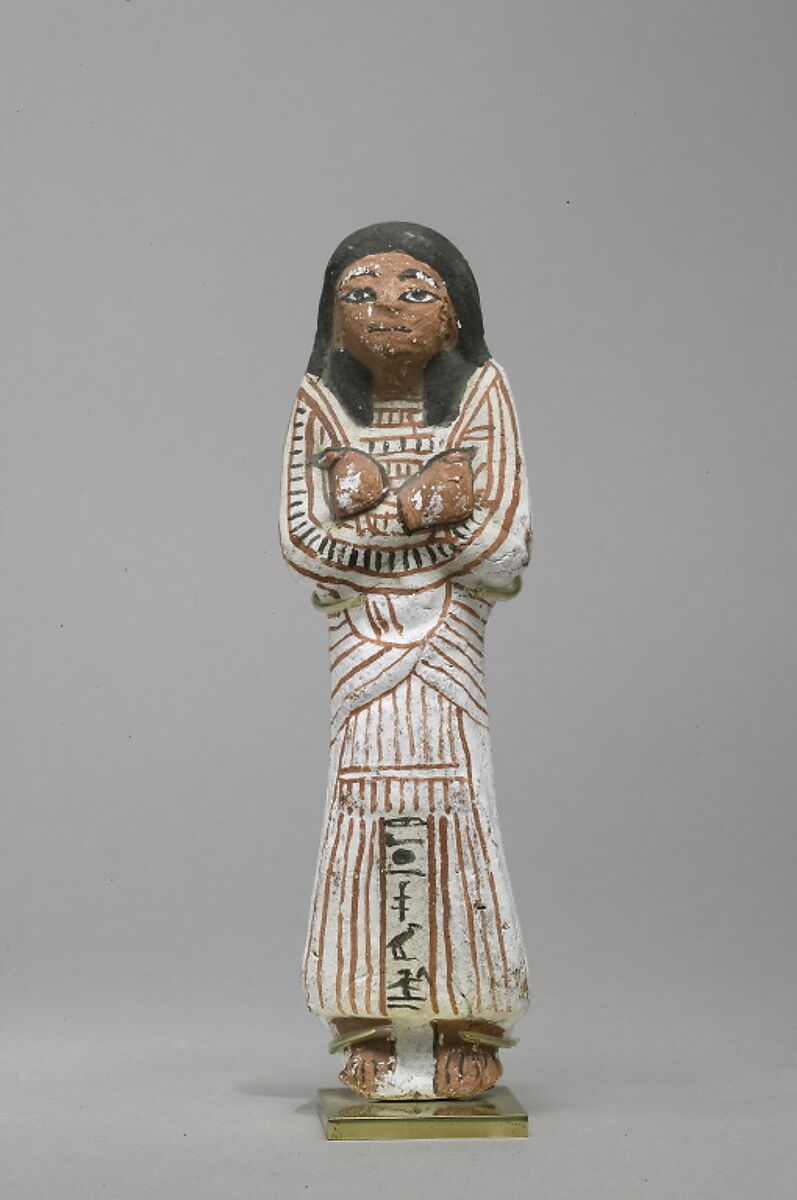 Shabti of Khonsu, Pottery, paint 