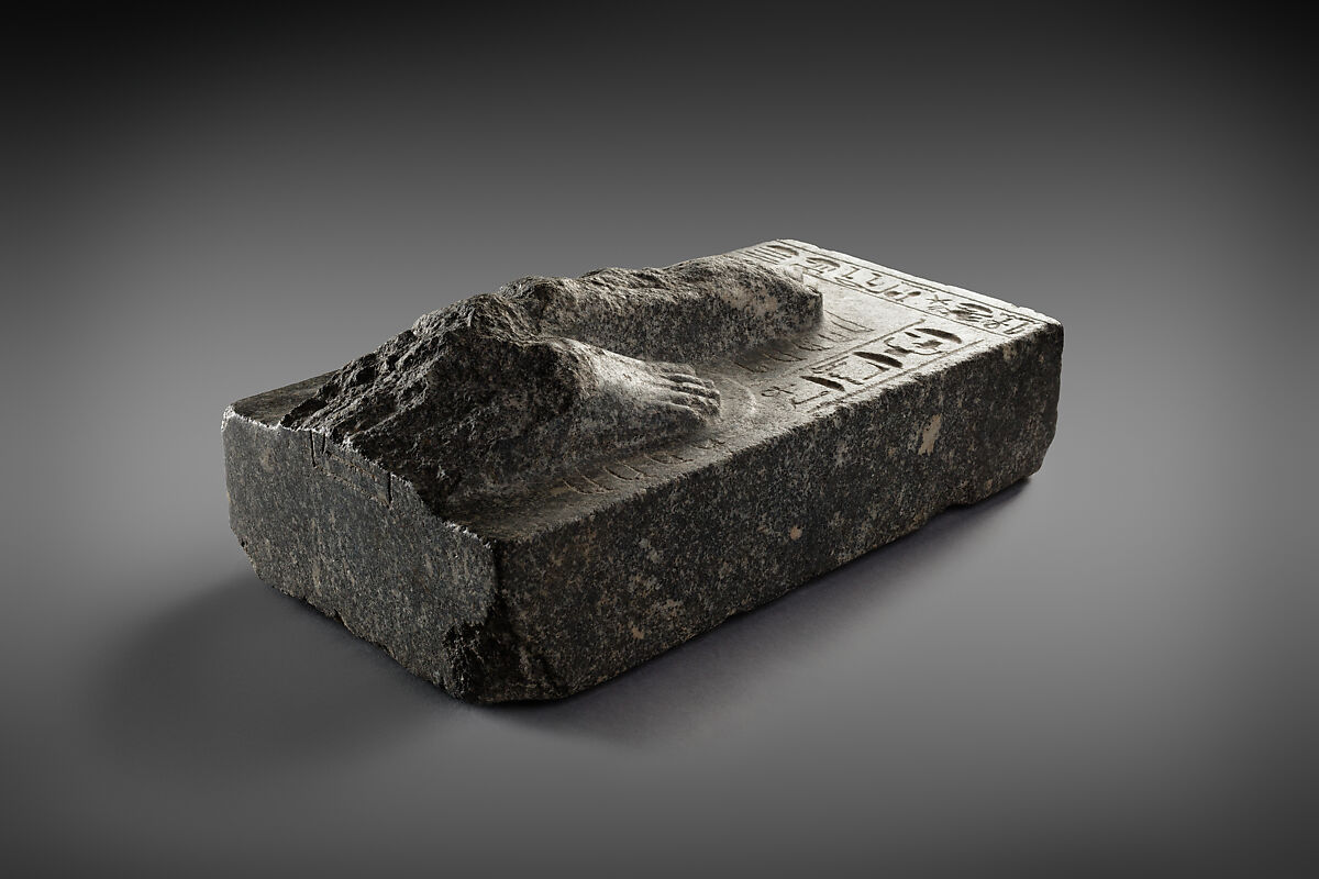 Inscribed Base of a Royal Statue, Gray porphyritic diorite