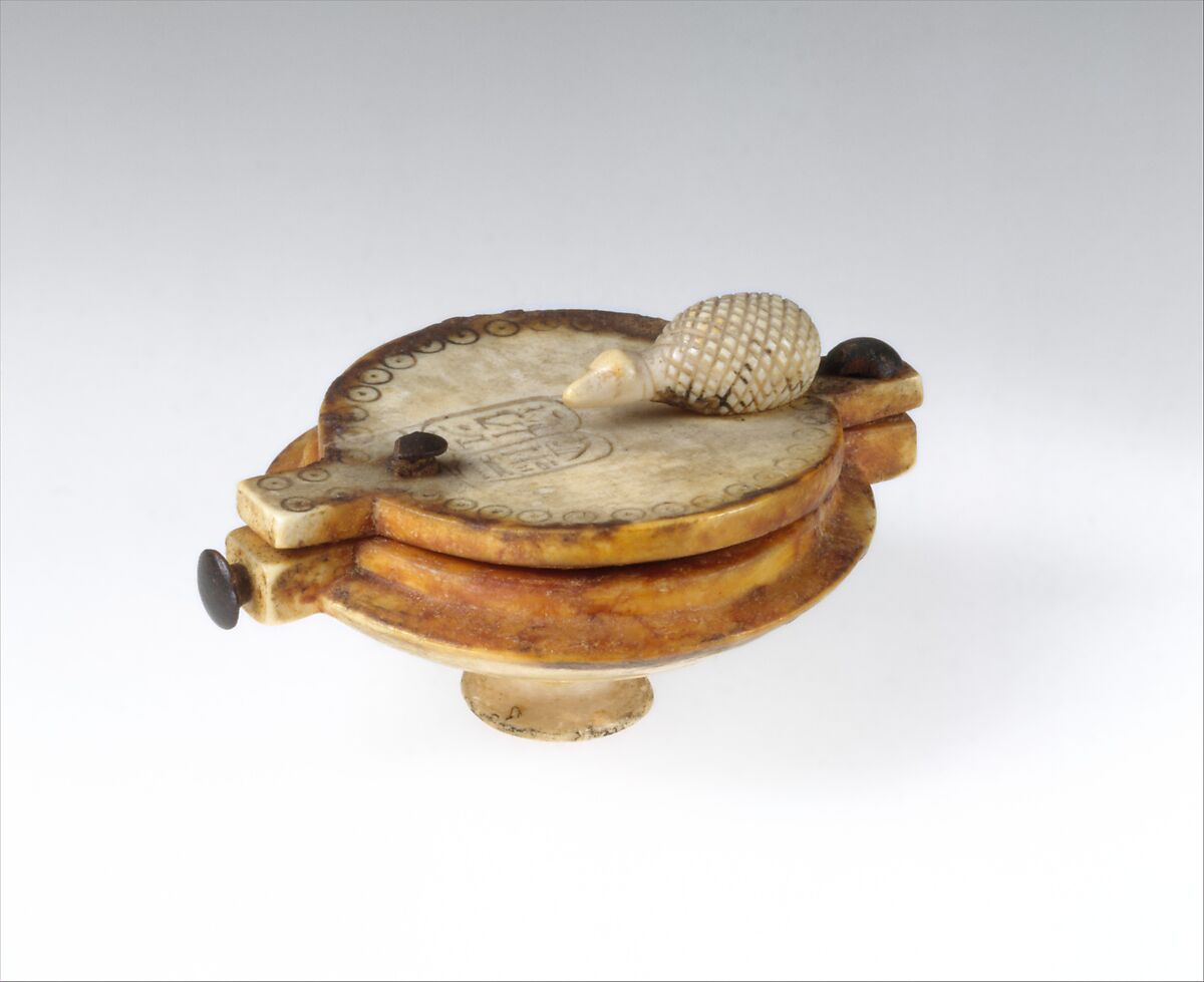 Ivory Unguent Box of Queen Nefertari, Hippopotamus ivory, rosewood 
