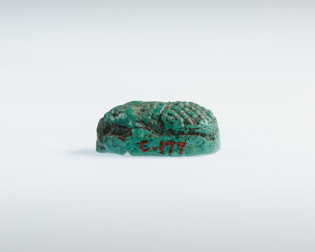 Human Head Scaraboid, Faience