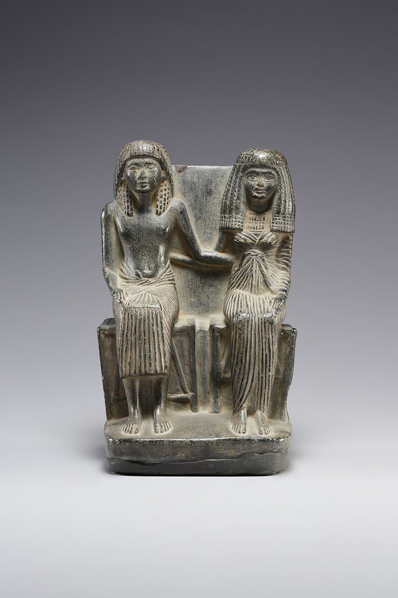 Seated Pair Statuette, Serpentinite