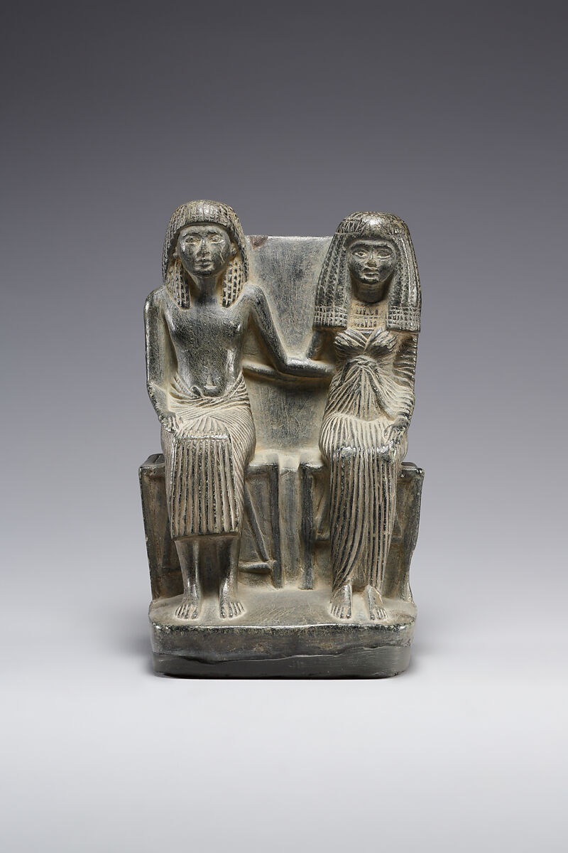 Seated Pair Statuette, Serpentinite 