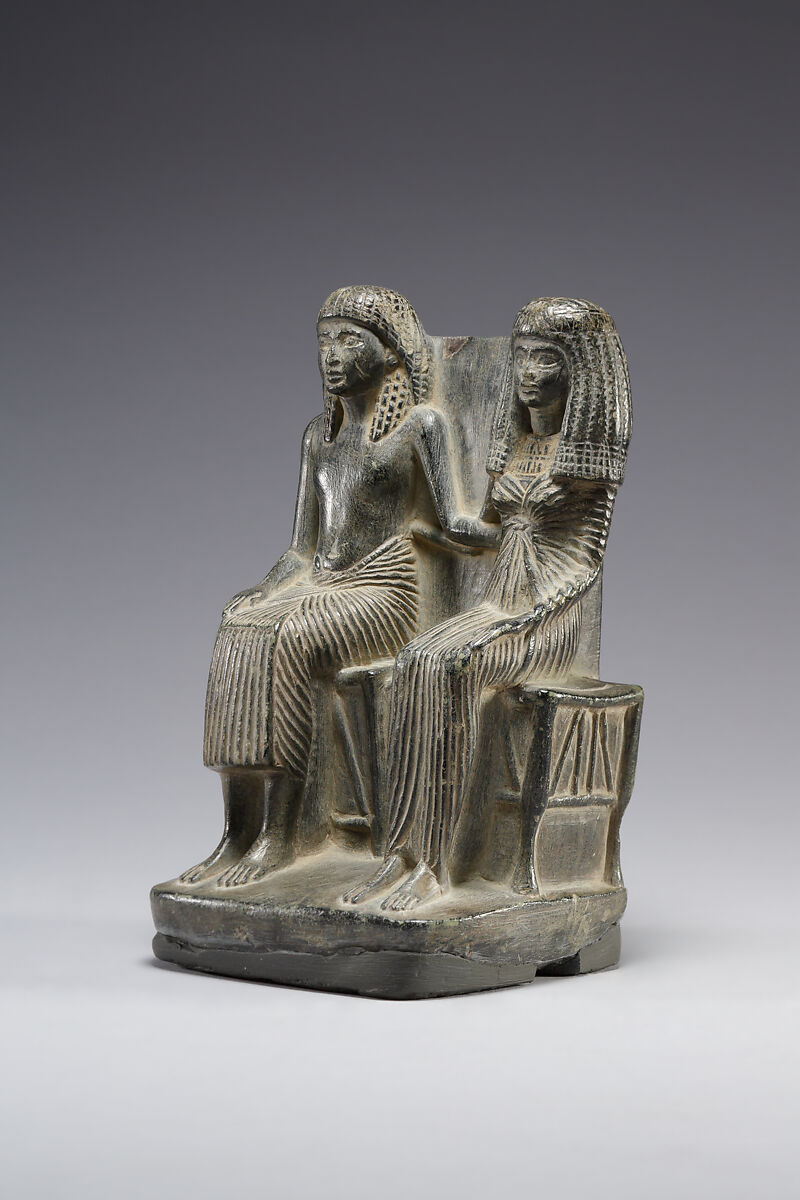 Seated Pair Statuette, Serpentinite