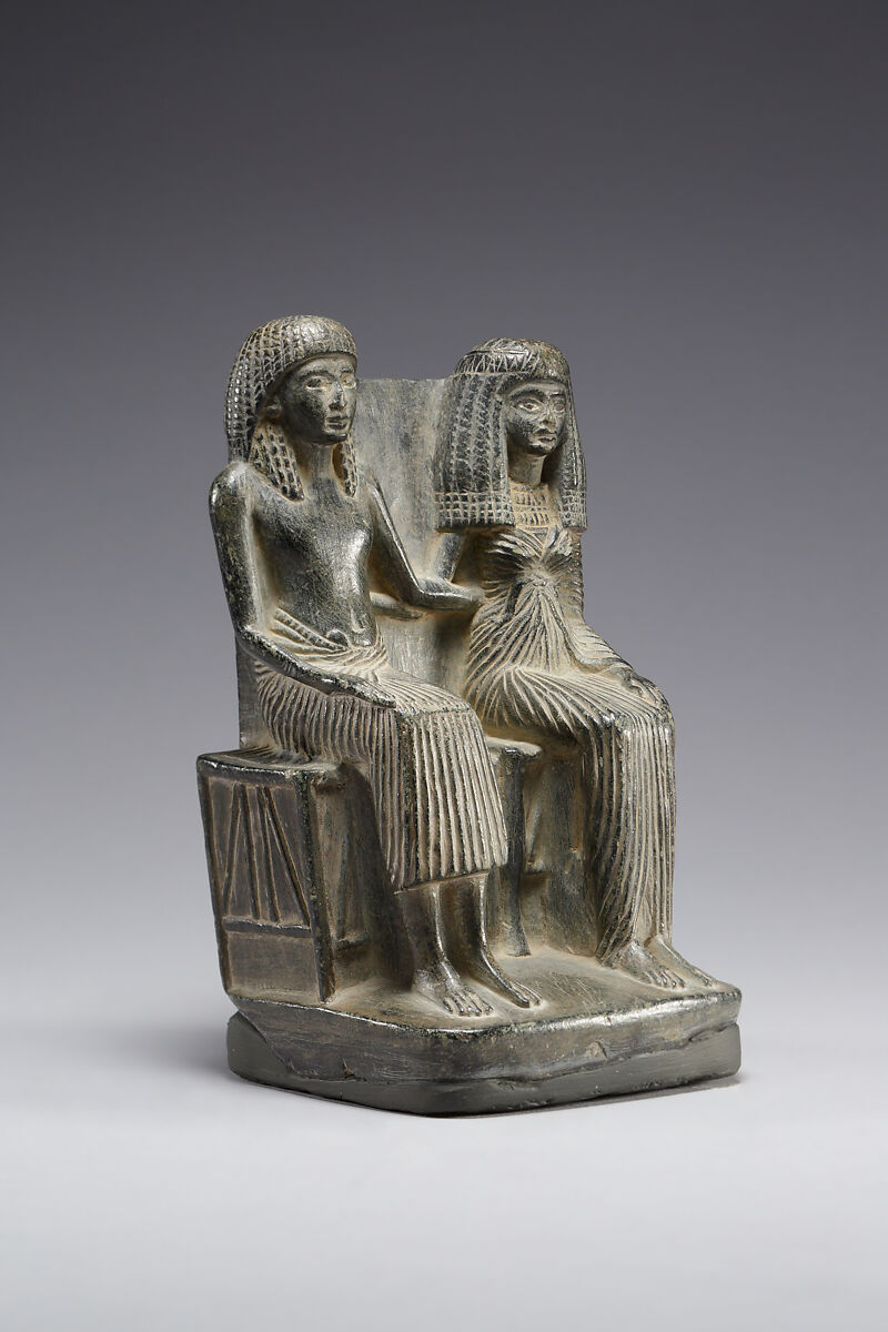 Seated Pair Statuette, Serpentinite