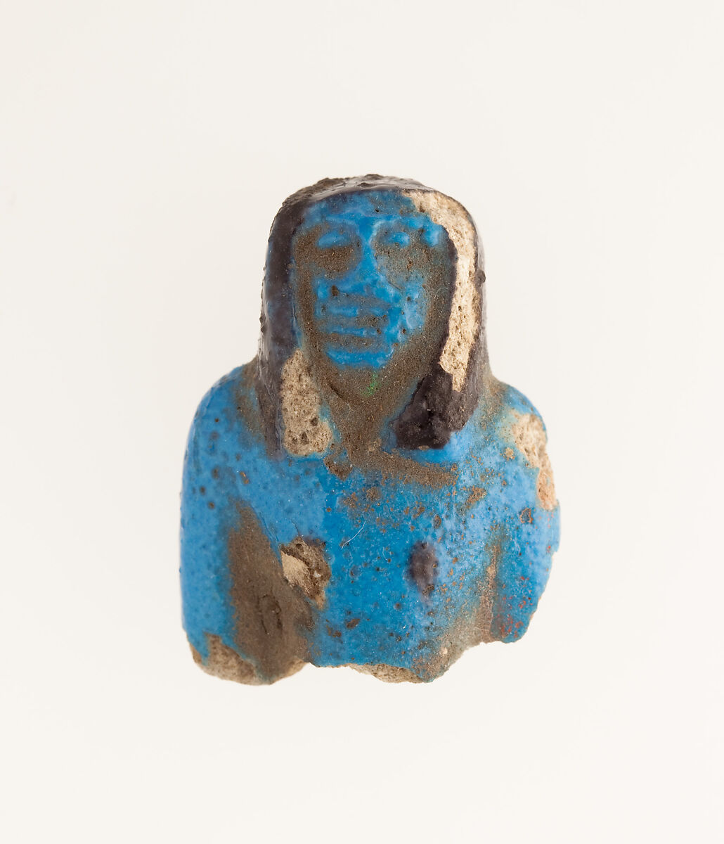 Upper part of a female figure, Faience 