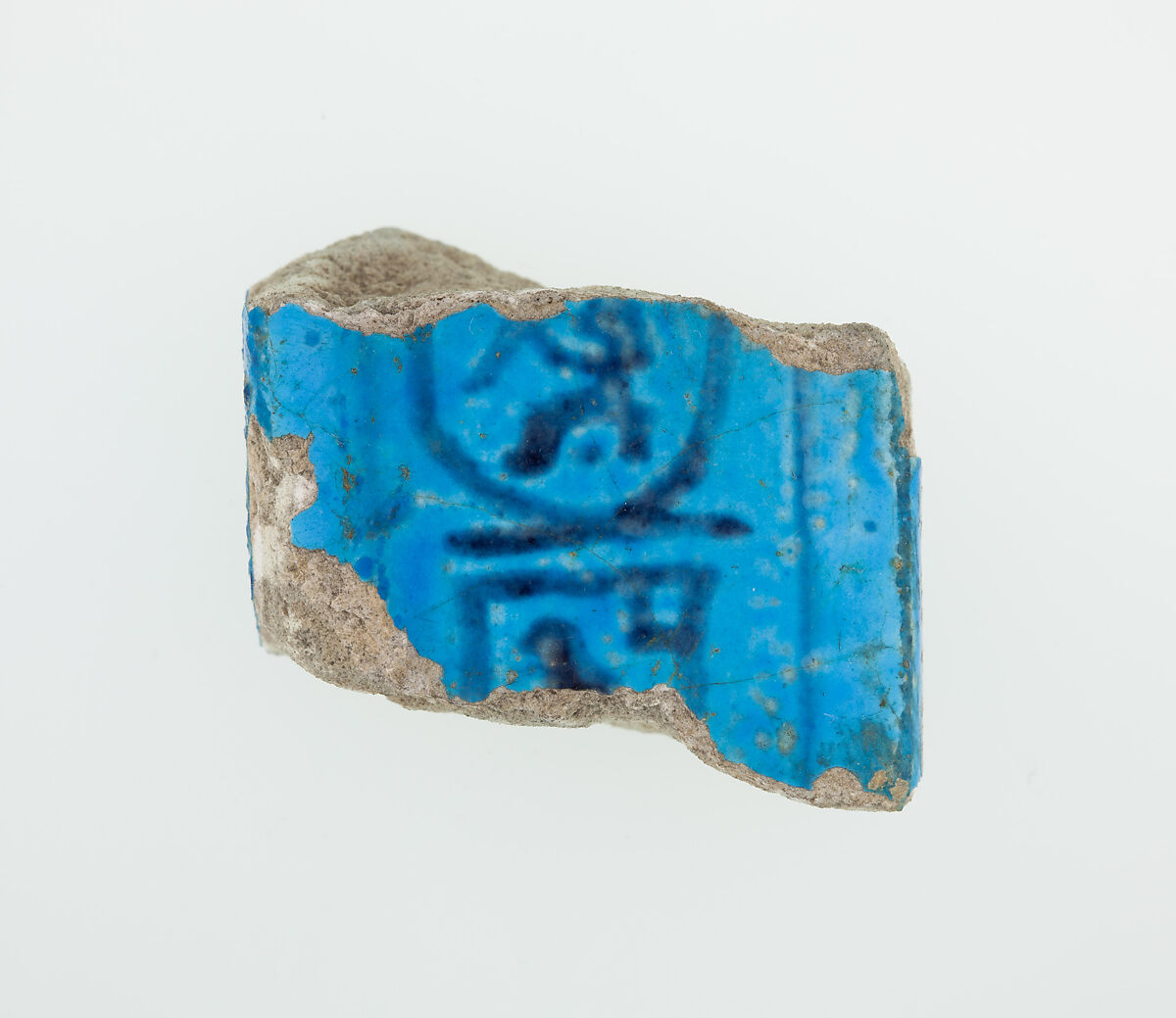 Fragment of a Menat Counterpoise, Faience, paint 