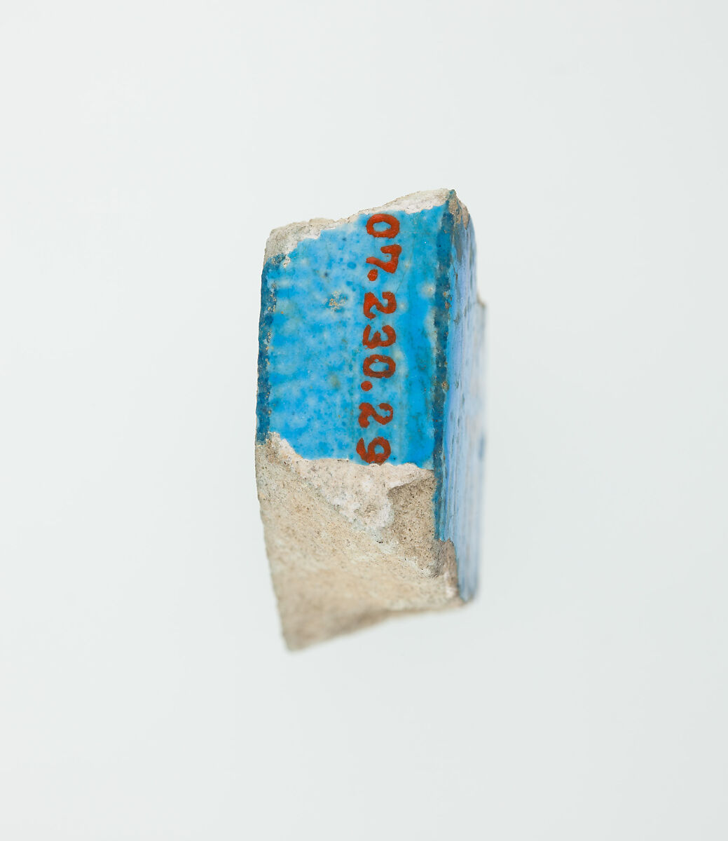 Fragment of a Menat Counterpoise, Faience, paint