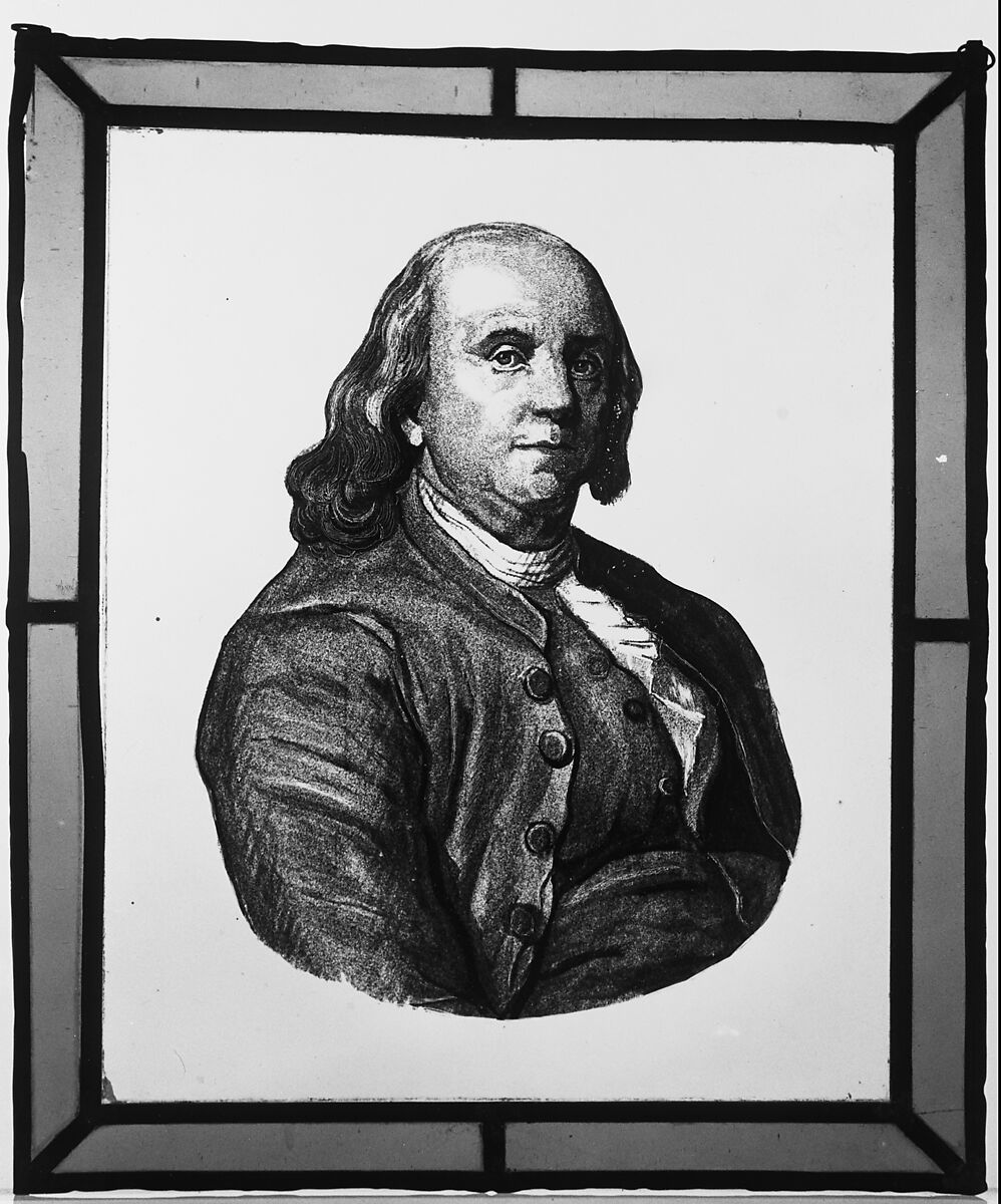 Portrait of Benjamin Franklin, Painted glass 