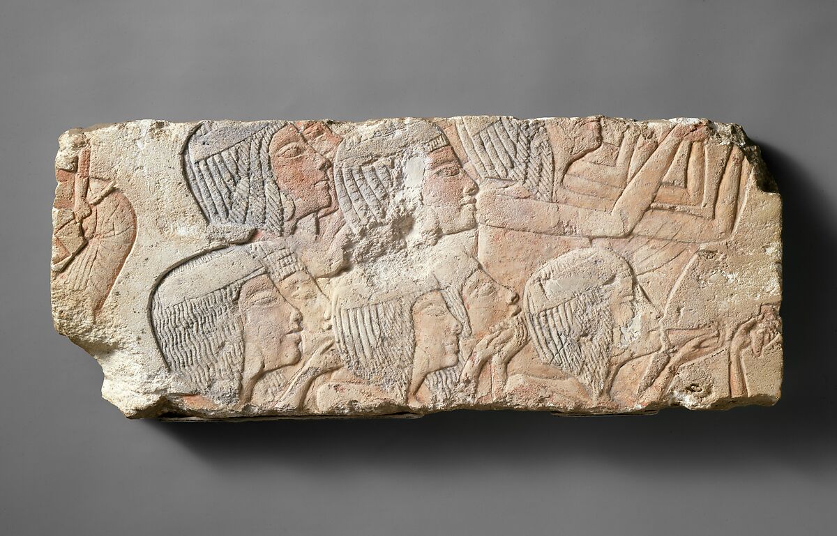 Court Ladies at a Ceremony, Limestone, paint