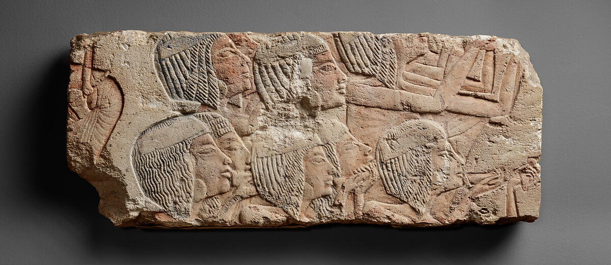 Court Ladies at a Ceremony, Limestone, paint