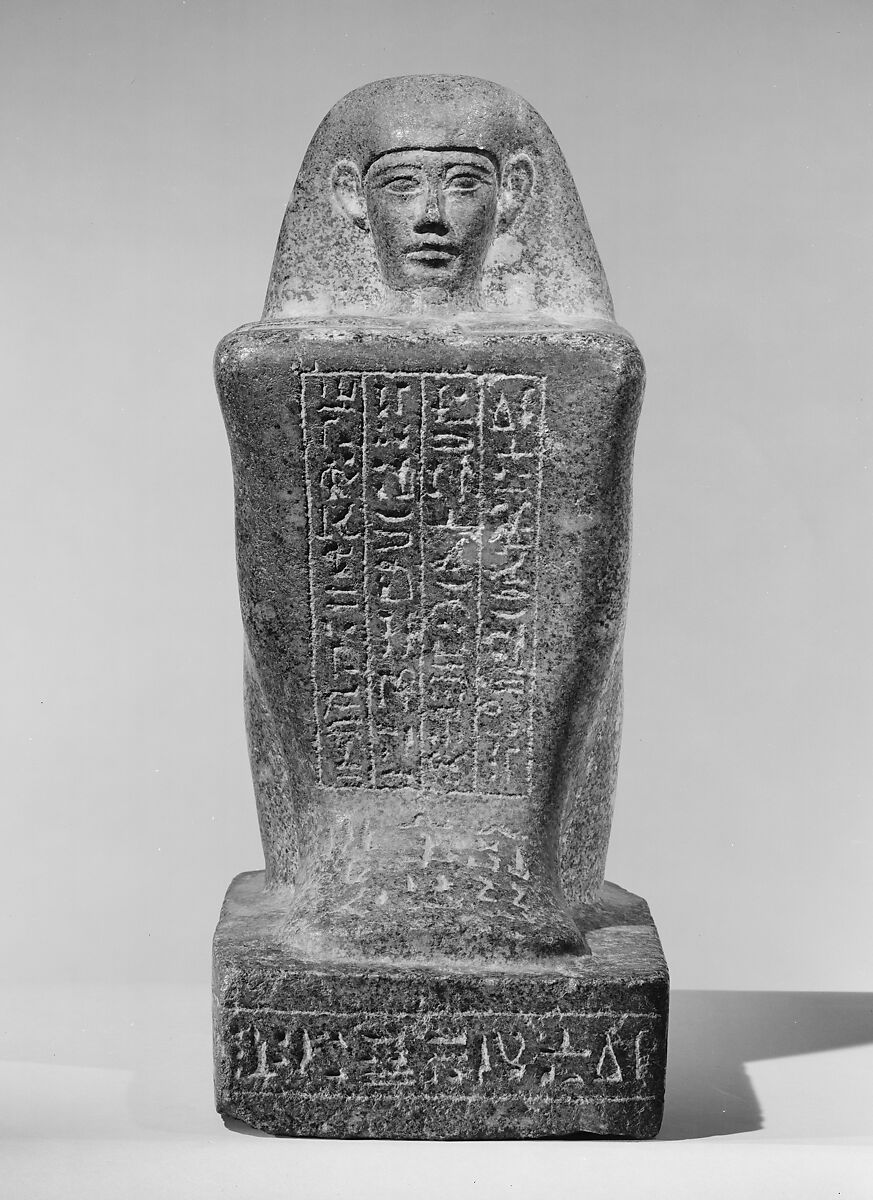 Block Statue of the God's Father Pameniuwedja, son of Nesmin and Nestefnut, Diorite