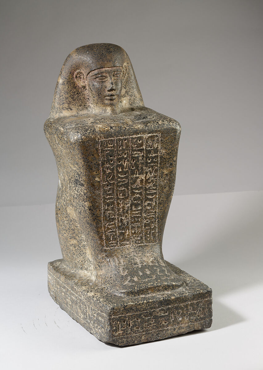 Block Statue of the God's Father Pameniuwedja, son of Nesmin and Nestefnut, Diorite