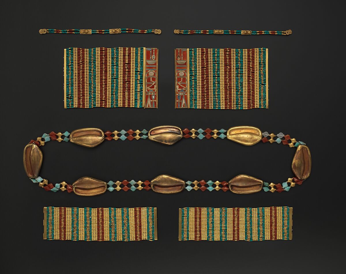 Broad Anklet of Sithathoryunet, Gold, carnelian, turquoise