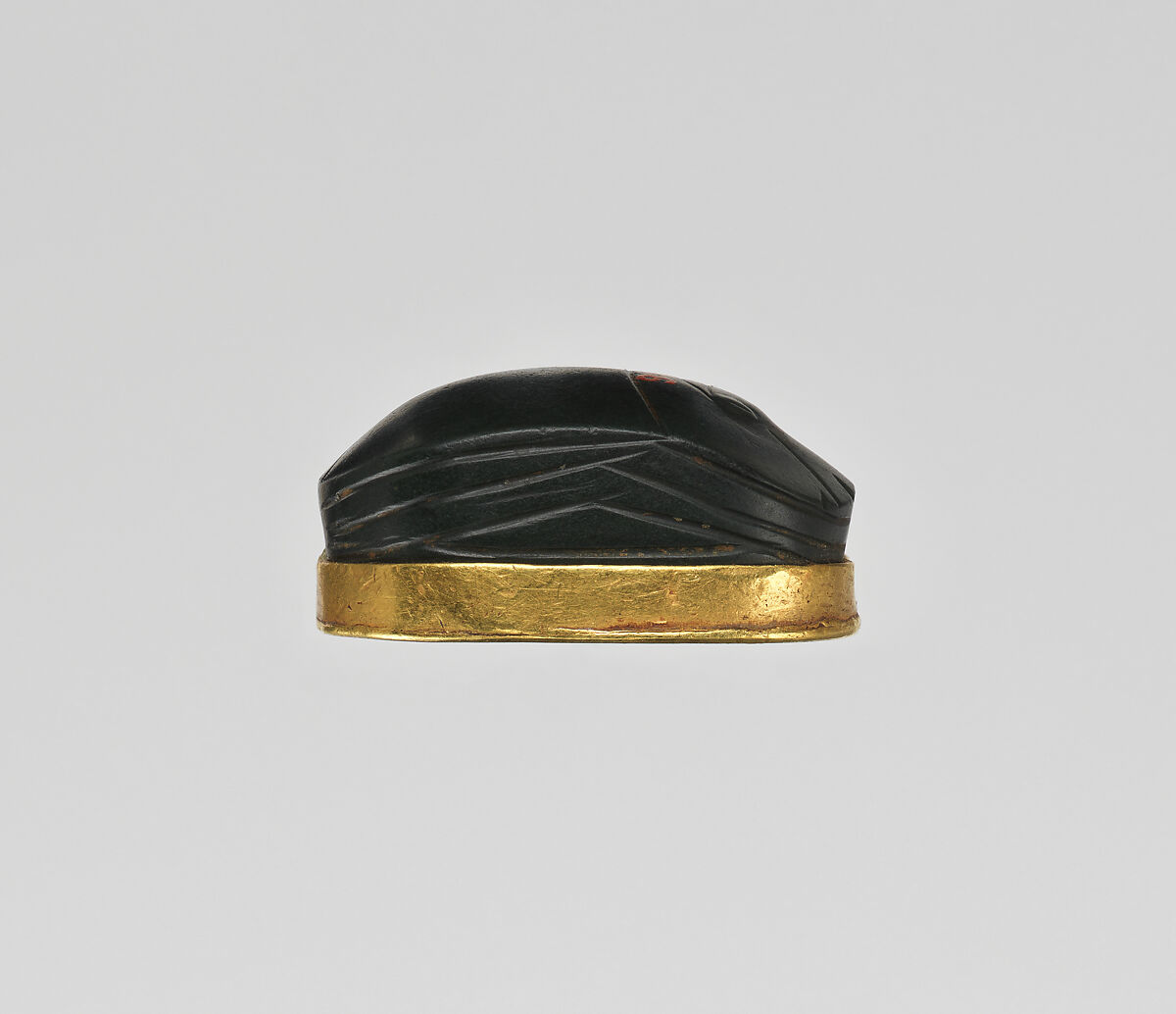 Scarab Inscribed With the Cartouche of Sebekemsaf, Jasper, gold