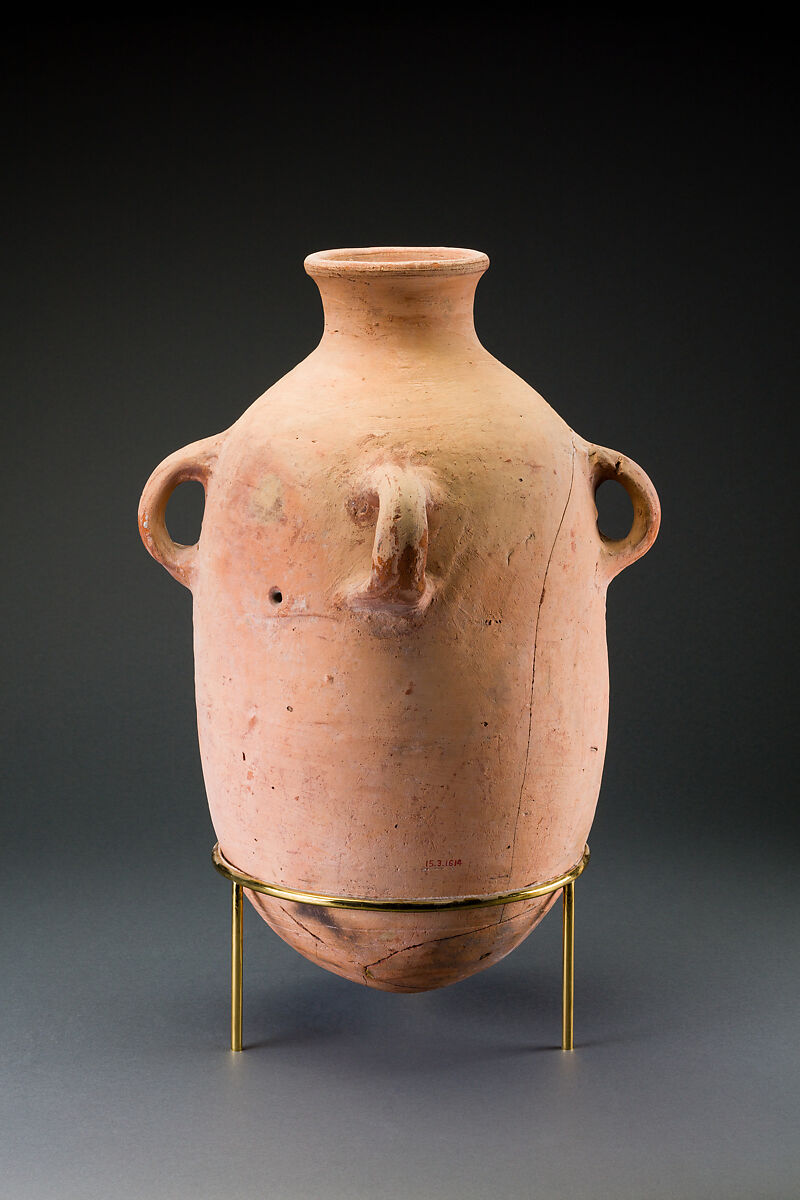 Three-handled Jar, Pottery, paint 