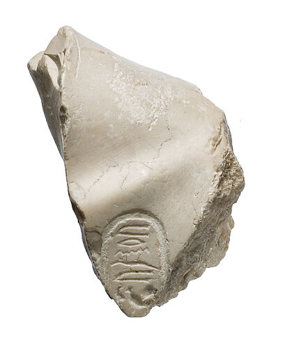 Left shoulder with Aten cartouches, from statue of  Akhenaten or Nefertiti with angled forward