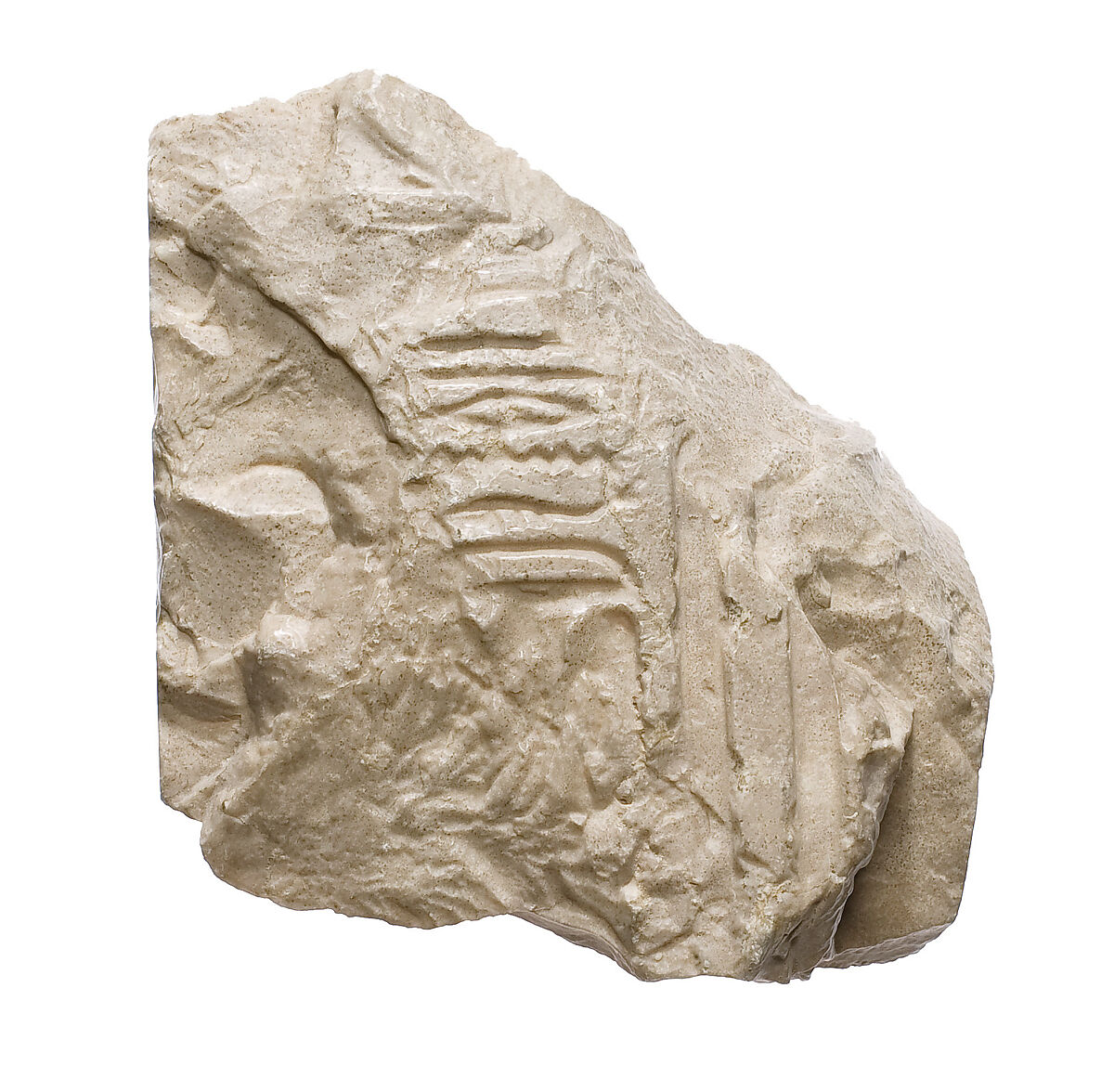 Inscribed fragment, Aten cartouche, Indurated limestone 