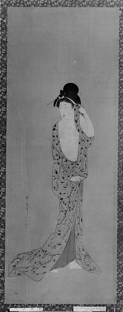 Female Figure, Attributed to Kitagawa Utamaro (Japanese, ca. 1754–1806), Painting; color on silk, Japan 