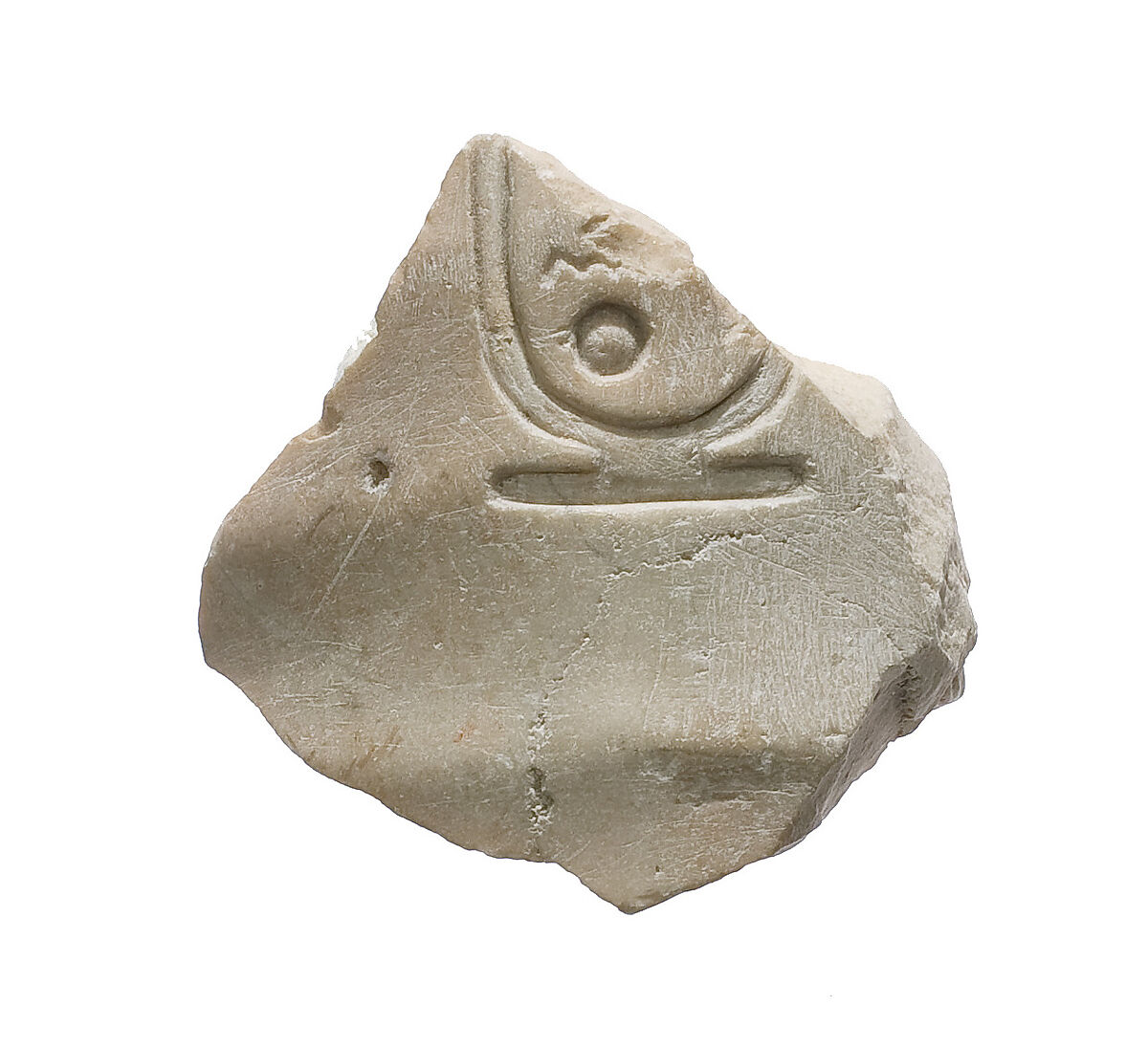 Arm with garment, Aten cartouche, Indurated limestone 