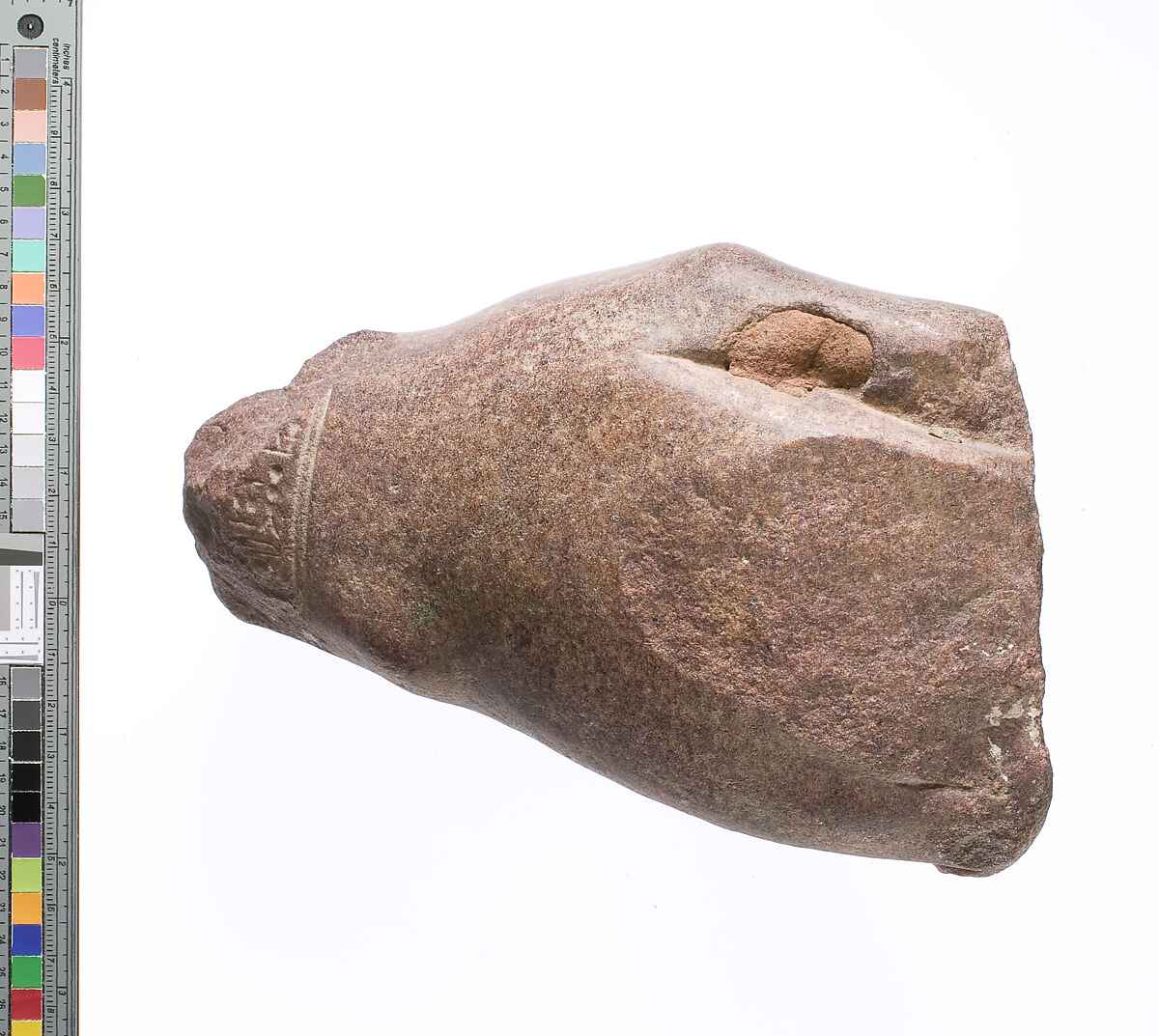 right hand fragment with cartouche of the Aten, Red quartzite
