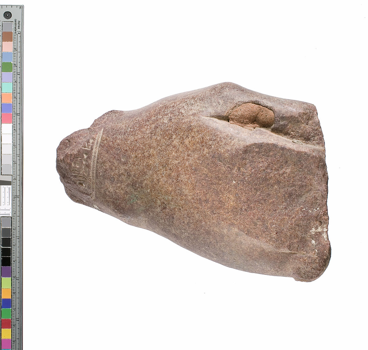 right hand fragment with cartouche of the Aten, Red quartzite