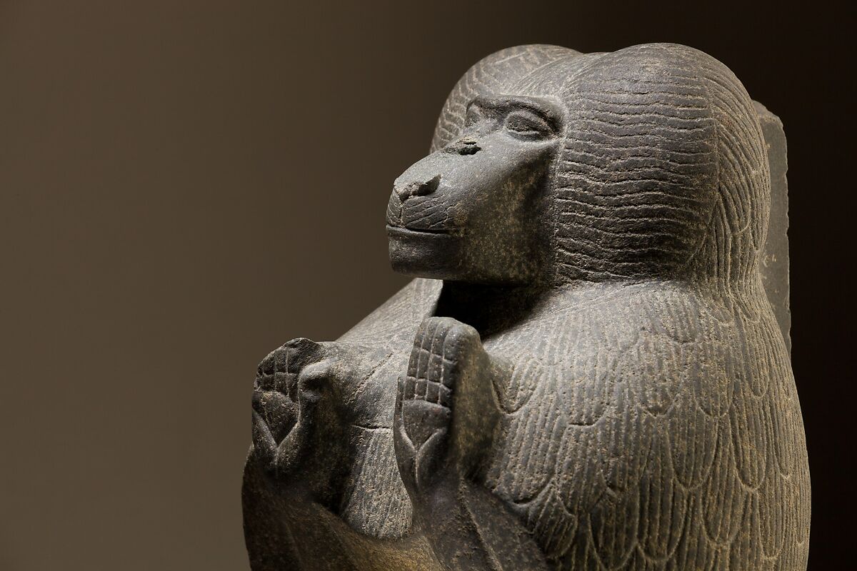 Statuette depicting a worshipping baboon, Meta-siltstone