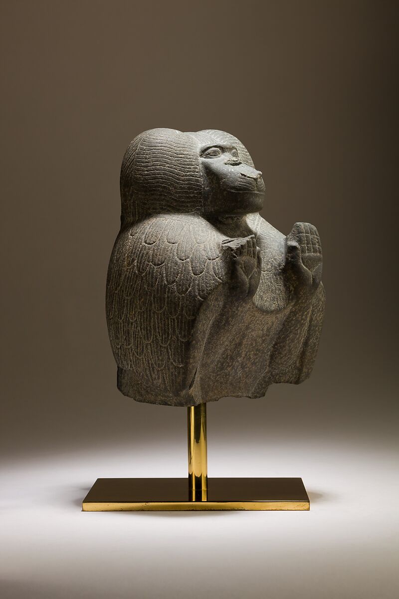 Statuette depicting a worshipping baboon, Meta-siltstone