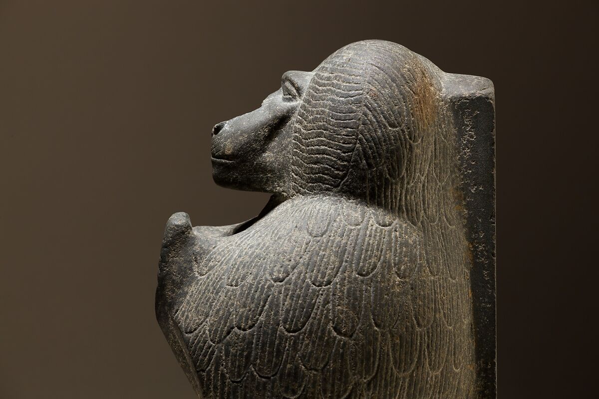 Statuette depicting a worshipping baboon, Meta-siltstone