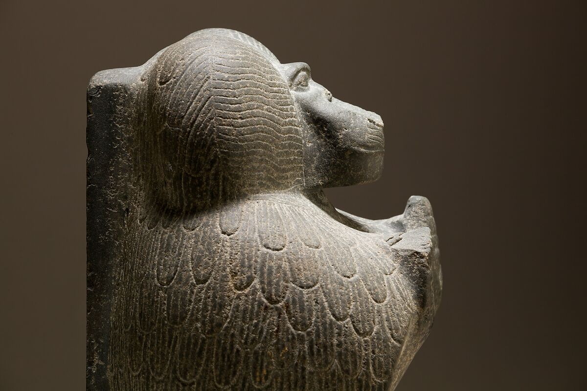 Statuette depicting a worshipping baboon, Meta-siltstone